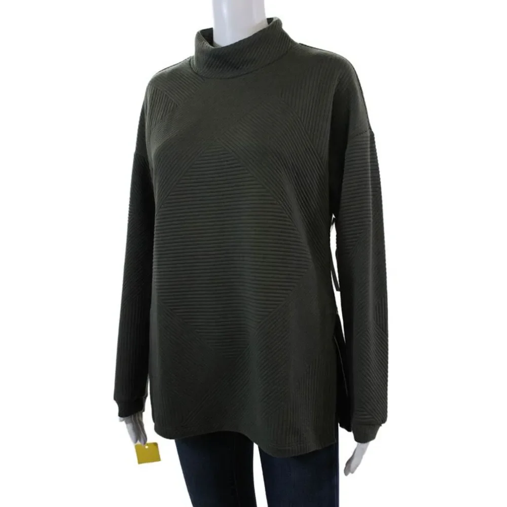 Tribal Womens Long Sleeves Pullover Turtleneck Sweater Green Size Extra Small